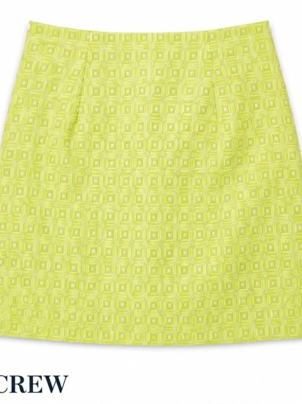 J. Crew Neon Lime Textured A-Line Skirt with Geometric Jacquard